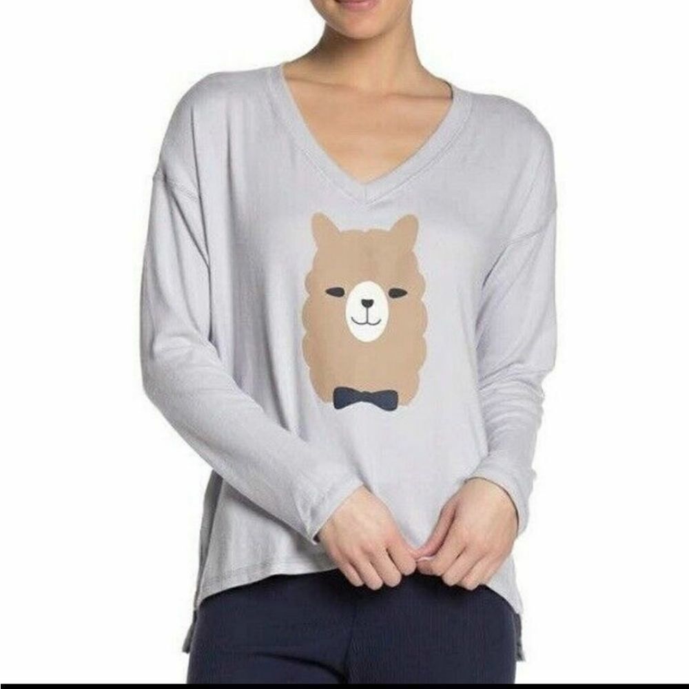 Free Press Llama Print Pajama Shirt